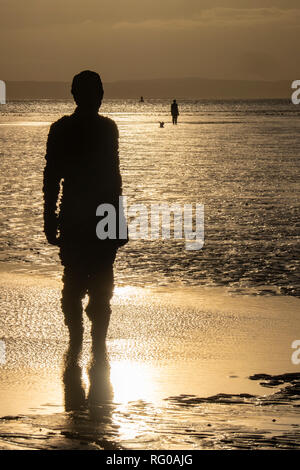 Antony Gormley Bügeleisen Männer im Meer Crosby, Liverpool UK Stockfoto