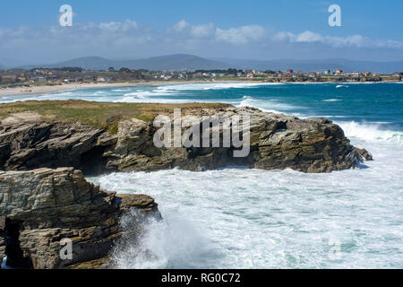 Geolog ical Formationen Am Strand der Kathedralen in Ribadeo Stockfoto