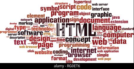 HTML word cloud Konzept. Vector Illustration Stock Vektor