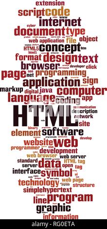 HTML word cloud Konzept. Vector Illustration Stock Vektor