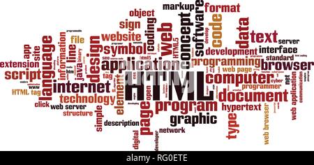 HTML word cloud Konzept. Vector Illustration Stock Vektor