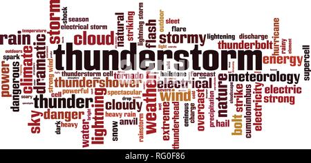 Gewitter Wort cloud Konzept. Vector Illustration Stock Vektor