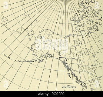 . Die kanadische Feld - naturforscher. 104 Die kanadische Field-Naturalist [Vol. 67. Karte von der nordwestlichen Nordamerika. Der Bereich, in dem die Untersuchungen vorgenommen wurden, ist in der Nähe des Zentrums von dieser Karte beschrieben. Rand bietet eine gute Zusammenfassung von Regionen der auffälligste Vögel im Yukon Territory, nachfolgend zitiert, aber es scheint er eher die Knappheit der Vögel überbewertet hat. Vogelpopulationen sind niedrig und sind innerhalb der Umgebung abhängig von einer Reihe von materiellen Faktoren. Entweder einen Kurzbesuch oder einen drei-monatigen Aufenthalt, jedoch lässt Sie mit einen lebendigen Eindruck, dass dieser Wald und seine Vogelwelt sind simila Stockfoto