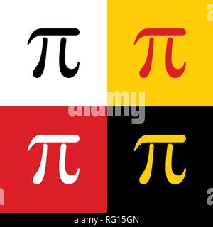 Pi-griechischen Buchstaben unterzeichnen. Vektor. Symbole der deutschen Flagge auf entsprechenden Farben als Hintergrund. Stock Vektor
