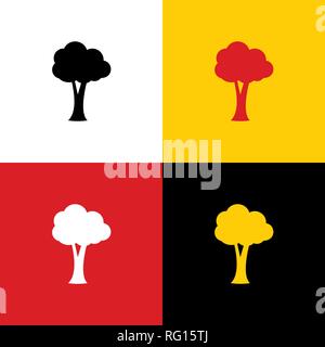Baum zeichen Abbildung. Vektor. Symbole der deutschen Flagge auf entsprechenden Farben als Hintergrund. Stock Vektor