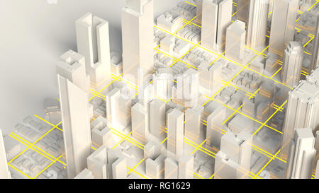 Business downtown und Wolkenkratzer Turm. 3D-Rendering Stockfoto