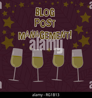 Konzeptionelle Hand schreiben Übersicht Blog Management. Business Foto text Handling und ein kurzes Formular marketing Inhalt gefüllt Cocktail Wein Witz Stockfoto