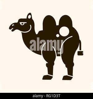 Cartoon Kamel im flachen Stil auf hellen Hintergrund Vector Illustration Stock Vektor