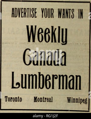 . Kanadische Forstindustrie 1902-1904. Holzschlag; Wälder und Forstwirtschaft; Wald; Wald - zellstoffindustrie; Holz verarbeitenden Industrien. Ii. Kanada Lumberman wöchentliche Ausgabe' 23. November ICH 904 GROSSBRITANNIEN". Die Stimmung in Bezug auf die Britischen lum-ber Markt hat sich stark verbessert, aber es hat keine entsprechende im-Verbesserung im Kraftstoffverbrauch. Der Ausblick ist hoffnungsvoll, aber, und wenn die quan- llly von Bauholz in den Monaten November und Dezember sollte srrnll werden Es würde groß in Richtung auf die Wiederherstellung der Preise zu einer befriedigenderen Basis unterstützen. Die Einfuhren in London Stockfoto