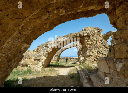 Die Ruinen von Salamis in der Turksh Republik Nordzypern (TRNC). Diese römischen Ruinen Datum von um 31 v. Chr. Stockfoto