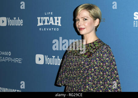 Park City, Utah. 24 Jan, 2019. Michelle Williams die Teilnahme an der 'Nach der Hochzeit' Premiere während der 2019 Sundance Film Festival in Eccles Center Theater am Januar 24, 2019 in Park City, Utah. | Verwendung der weltweiten Kredit: dpa/Alamy leben Nachrichten Stockfoto