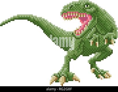 Dinosaurier Trex 8 Bit Pixel Kunst Arcade Game Cartoon Stock Vektor