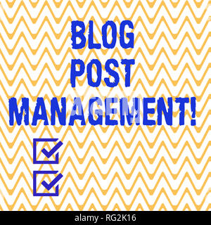 Konzeptionelle Hand schreiben Übersicht Blog Management. Business Foto text Handling und ein kurzes Formular Marketing Content horizontale Zickzack wellig P Stockfoto