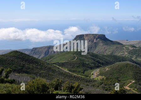 Blick auf Table Mountain La Fortaleza vom Gipfel des Garajonay, La Gomera, Kanarische Inseln, Spanien Stockfoto