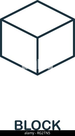 Umriss des Blocks angezeigt. Thin Line Design von blockchain Sammlung. Kreative block Symbol für Web Design, Anwendungen, Software, drucken. Stock Vektor