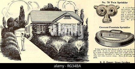 . Kalifornien im Garten arbeiten. Baumschulen (Gartenbau) Kataloge; Blumen Samen Kataloge; Pflanzen, Zierpflanzen, Gemüse Samen Kataloge Kataloge Kataloge; Bäume, Gräser, Samen Kataloge; Gartengeräte und Zubehör Kataloge. Rasenmäher Sprinkler Nr. 70/Sprinkler Crescent Springbrunnen Sprinkleranlagen. Ein standard Sprinkler, die einen großen Bereich mit einem feinen Sprühnebel Abdeckungen und ist entweder mit hohen oder niedrigen Wasserdruck betrieben. Preis 40 c, Post bezahlt. HA WES ALL-IN-ONE Installation einer Sprinkleranlage ohne große Unkosten des PIP-ing Ihre ganzen Ort. Verwenden Sie einfach einen Satz der Hawes All-in-One zu einem Sprnikler Stockfoto