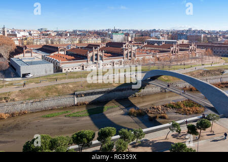 Allgemeine Ansicht von El Matadero, ein kulturelles Zentrum in Madrid, Spanien. Es ist ein ehemaliger Schlachthof in dem Stadtteil Arganzuela Stockfoto