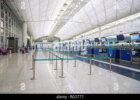 Hongkong - ca. September 2016: In Hong Kong International Airport. Stockfoto