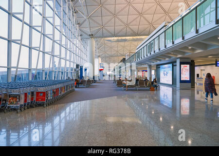 Hongkong - ca. September 2016: In Hong Kong International Airport. Stockfoto