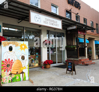 SAVANNAH, Georgia - Januar 2, 2016: Savannah ist die älteste Stadt in Georgien. Von der historischen Architektur und Parks zu den Stränden von Tybee, Savanne Stockfoto