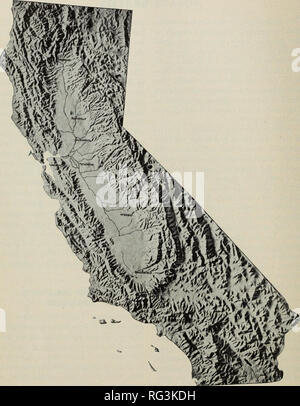 . Kalifornien Grasland und Futtergräser. Gräser; Futterpflanzen. Abb. 1. Reliefkarte von Kalifornien Übersicht topographische Merkmale. [6]. Bitte beachten Sie, dass diese Bilder sind von der gescannten Seite Bilder, die digital für die Lesbarkeit verbessert haben mögen - Färbung und Aussehen dieser Abbildungen können nicht perfekt dem Original ähneln. extrahiert. Sampson, Arthur W. (Arthur William), 1884-1967; Hedrick, Donald W; Chase, Agnes, 1869-1963. Berkeley, Calif.: Kalifornien Landwirtschaftlicher Experiment Station, Hochschule für Landwirtschaft, Universität von Kalifornien Stockfoto