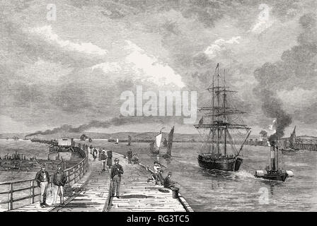 Ost und West Piers, Leith, Edinburgh, Schottland, 19. Jahrhundert Stockfoto