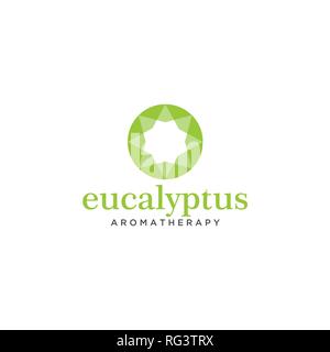 Einfache, moderne flache grüne Eukalyptus runde Logo Design Template Stock Vektor