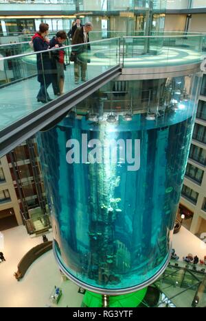 DEU, Deutschland, Berlin: Aquarium in der Lobby des Radisson SAS Hotel. Besucher können den Sealife aus dem Inneren des 14 anzeigen Stockfoto