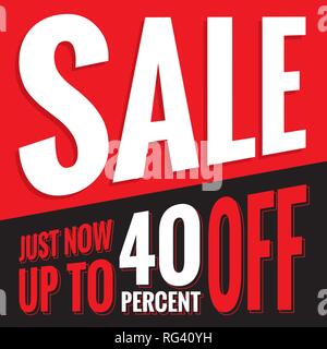 Vol. 2 Verkauf Zeichen set Rot und Schwarz 40 Prozent Rubrik Design für Banner oder Poster. Verkauf und Rabatte Konzept. Vector Illustration. Stock Vektor