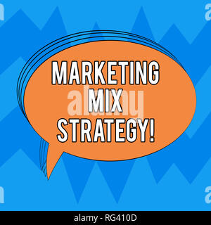 Schreiben Hinweis angezeigt Marketing-mix Strategie. Business foto Präsentation der Regierbarkeit taktischen Marketing Tool Company verwenden Oval beschrieben Farbe Stockfoto