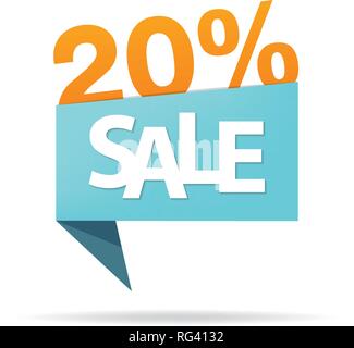 Vol.4 Verkauf Zeichen set Blau und Orange 20 Prozent Rubrik Design für Banner oder Poster. Verkauf und Rabatte Konzept. Vector Illustration. Stock Vektor