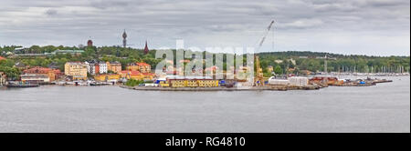 Juli 3, 2018 - Stockholm, Schweden: Das hafengebiet der Stockholmer Hafen, wo die VASA Schiff sank Stockfoto