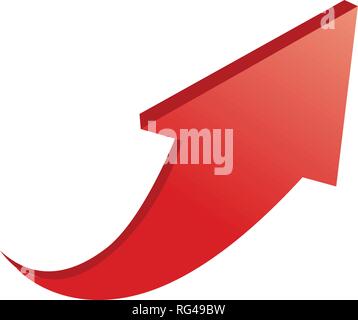 3D-roter Pfeil oben, Vector Illustration isoliert auf Weiss. Stock Vektor
