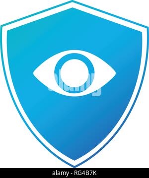 Schild mit Auge, sicheren Schutz. Vector Illustration auf weißen isoliert Stock Vektor