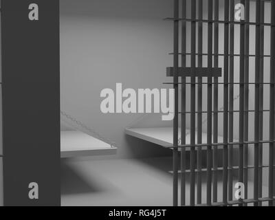 Hochauflösendes Bild Gefängnis. 3D Illustration. Alten Gefängnis. Gefängniszelle mit Gittern. Stockfoto