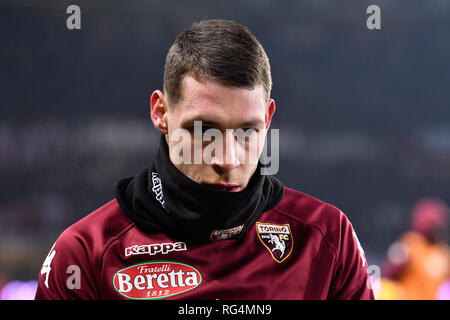 Turin, Italien. 27. Januar 2019. Andrea Belotti (Torino FC) während der Serie A TIM Fußballspiel zwischen Torino FC und FC Internazionale Milano im Stadio Grande Torino am 27 Januar, 2019 in Turin, Italien. Quelle: FABIO UDINE/Alamy leben Nachrichten Stockfoto