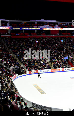 Detroit, Michigan, USA. 26 Jan, 2019. führt während der US-Eiskunstlauf Meisterschaft an Little Caesars Arena. Credit: Scott Hasse/ZUMA Draht/Alamy leben Nachrichten Stockfoto