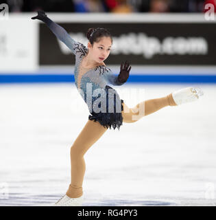 Detroit, Michigan, USA. 25 Jan, 2019. ALYSA LIU konkurrieren in der Ladies Free Skate während der US-Eiskunstlauf Meisterschaft an Little Caesars Arena. Credit: Scott Hasse/ZUMA Draht/Alamy leben Nachrichten Stockfoto