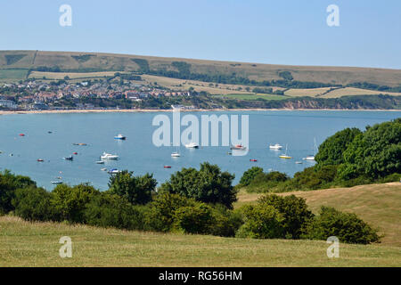 Blick von Peveril Point, Swanage, Isle of Purbeck, Dorset, England, Großbritannien Stockfoto