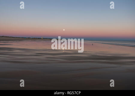 Ebbe und Flut, Feuchtgebiete, am Strand, Atlantik, dring Sonnenuntergang, Sonnenaufgang, Algarve, Portugal, Europa Stockfoto