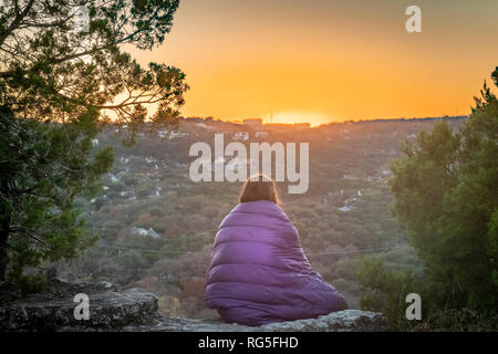 Fang Sonnenuntergang in Austin, Texas am Mount Bonnell mit Blick auf den Fluss Stockfoto