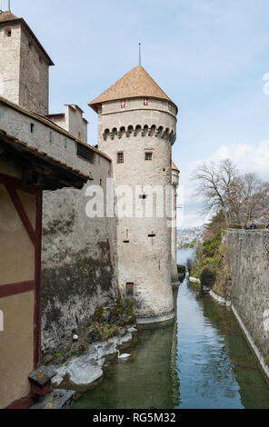 Schloss Chillon, Genfer See, Schweiz Stockfoto