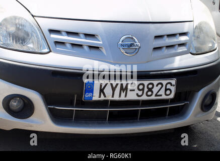Weißen Nissan Note in Korfu, Griechenland Stockfoto