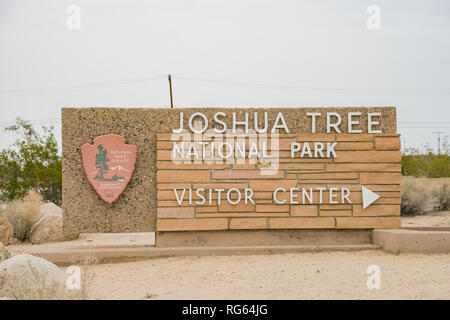 Kalifornien, Mar 10: Eingang Zeichen der Joshua Tree National Park Visitor Center am 10.März 2018 in Kalifornien, USA Stockfoto