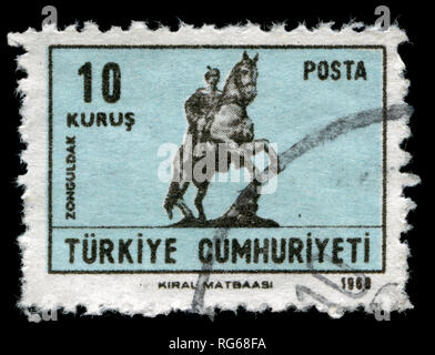 Briefmarke aus der Türkei in die endgültige Briefmarken, 1968, Atatürk Serie Stockfoto