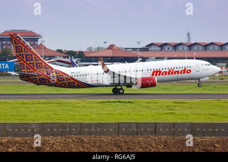 Jakarta, Indonesien - 27. Januar 2018: malindo Air Boeing 737-800 am Flughafen Jakarta (CGK) in Indonesien. | Verwendung weltweit Stockfoto