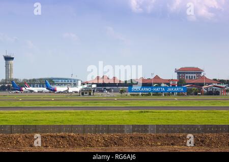 Jakarta, Indonesien - 27. Januar 2018: Flughafen Jakarta (CGK) in Indonesien. | Verwendung weltweit Stockfoto