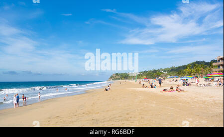 Panoramablick auf den Strand von San Pancho, Jalisco, Mexiko Stockfoto