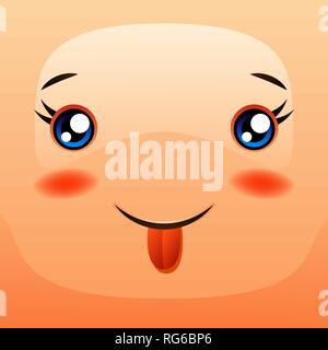 Kawaii süß Gesicht. Fröhlich lächelnd Schnauze. Stock Vektor