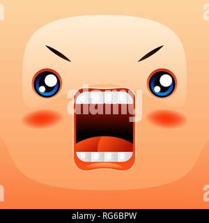Kawaii süß Gesicht. Lustige wütend Schnauze. Stock Vektor